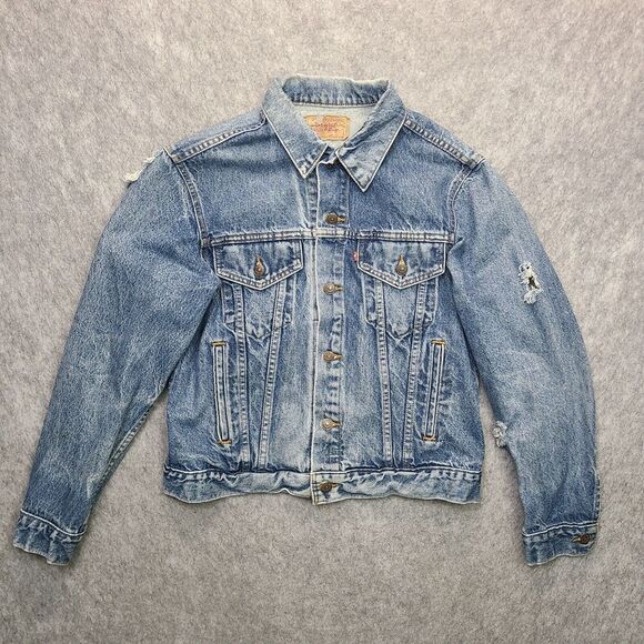 Vintage Levis Jean Trucker Jacket Mens 42 Distressed 70506‎ 0216 Made in USA - Picture 1 of 13